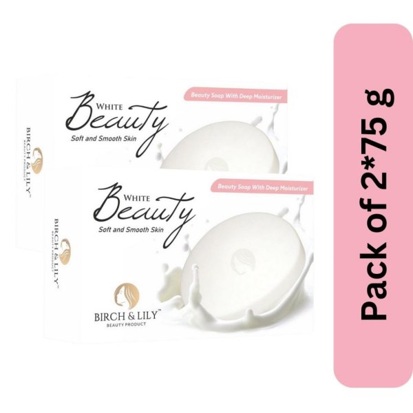 Birch And Lily White Beauty Soap 75g Pack of 2   Bath Essentials