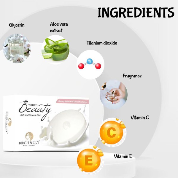 Birch And Lily White Beauty Soap 75g Pack of 2   Bath Essentials