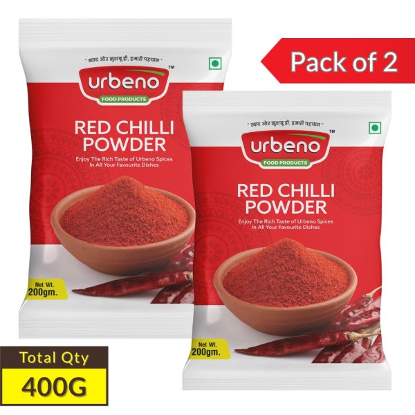 Urbeno Red Chilli Powder 200gm Pack of 2 Combo