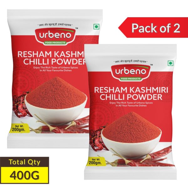 Urbeno Resham Kashmiri Chilli Powder  200g Pack of 2 Combo