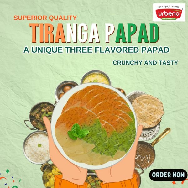 Urbeno Tiranga Papad 200G Snacks And Fryums