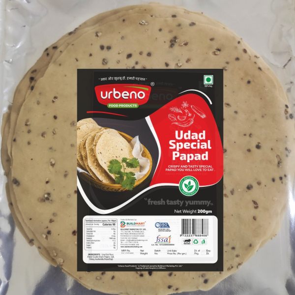 Urbeno Udad Special Papad 200G Snacks And Fryums